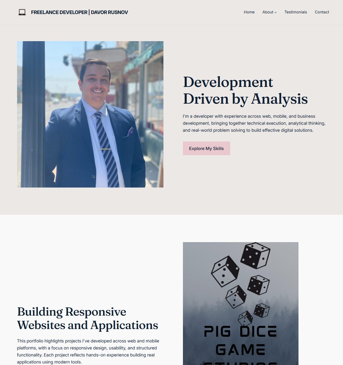Screenshot of the WordPress website home page